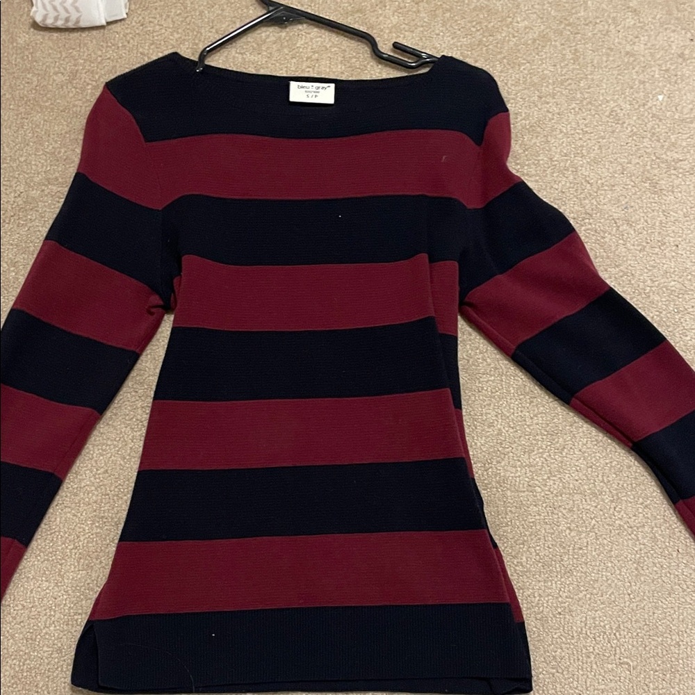 Striped Burgundy and Black Women's Sweater